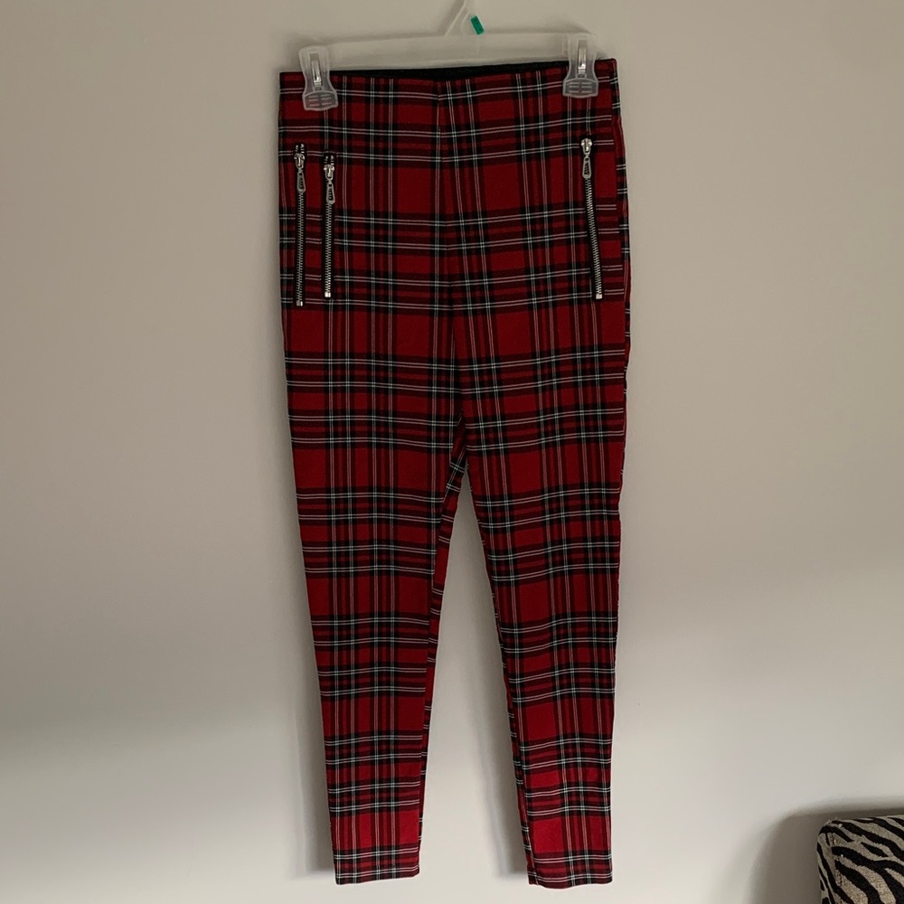 Zara Red Plaid Leggings